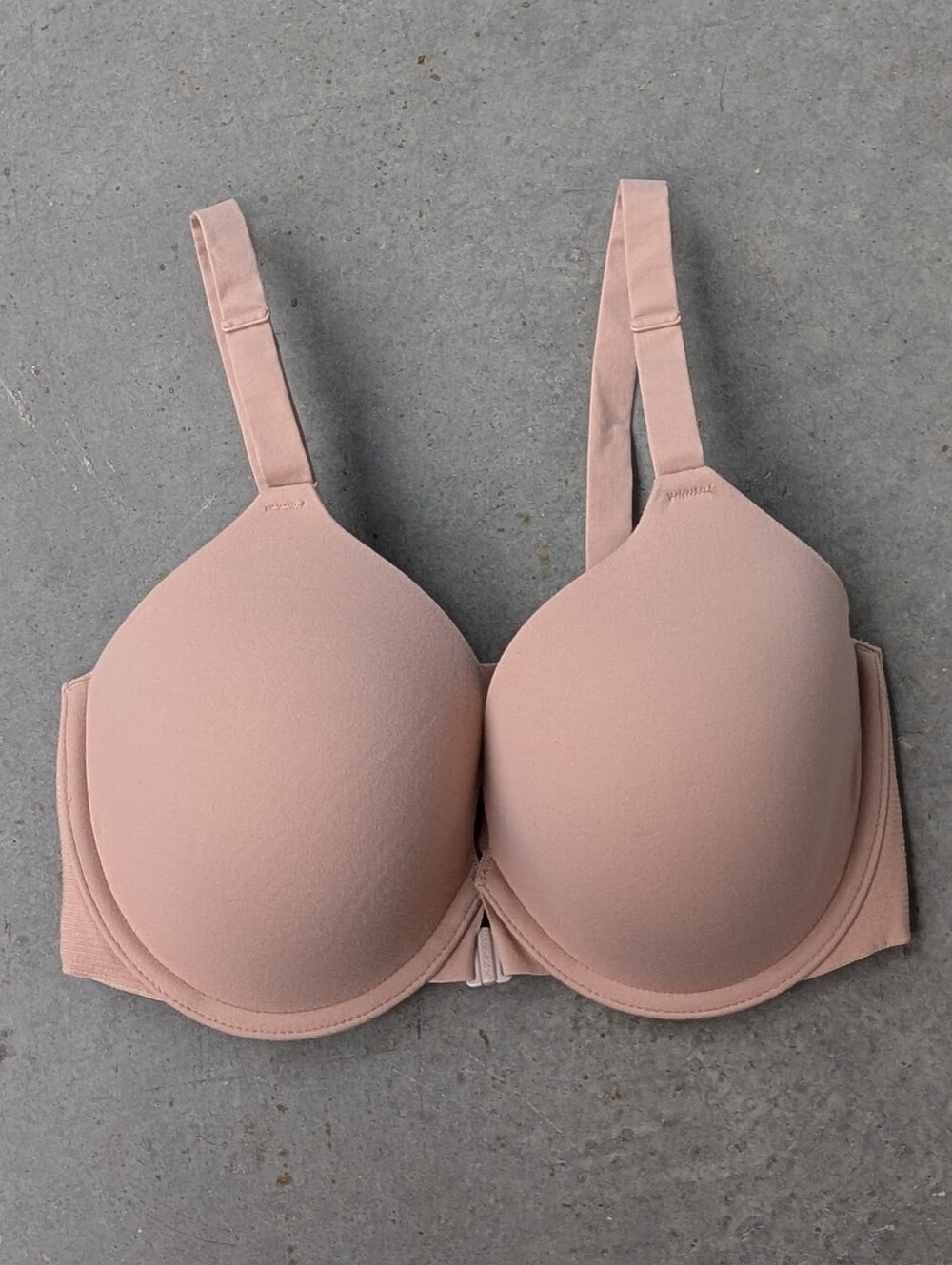 SPANX tan microfiber front closure bra 34 D